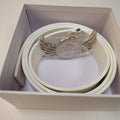 Ice white genuine leather belt in gift box